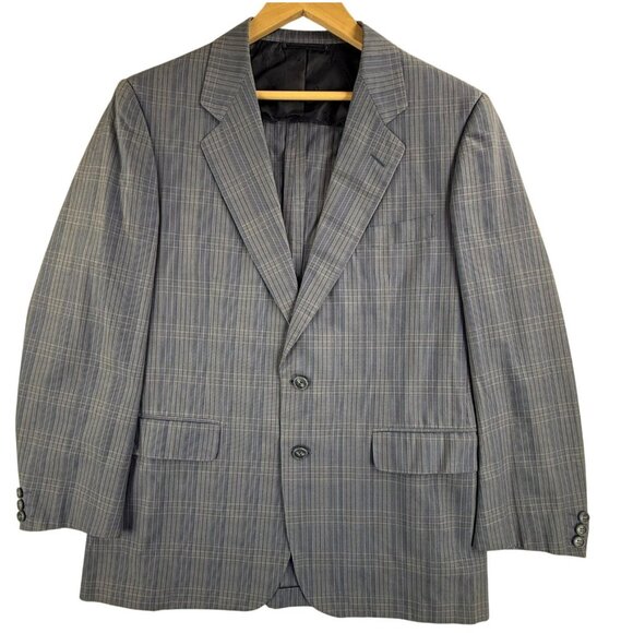 Vintage Christian Dior Blazer Mens 40R Blue Plaid Made Italy 90s Jacket Coat